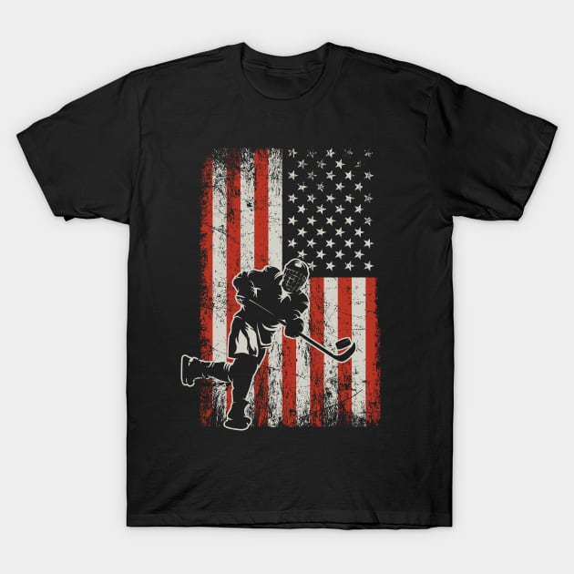 USA Flag Hockey Player T-Shirt by ryanjaycruz